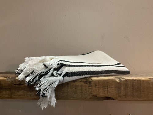 Folded image of jordan turkish cotton + bamboo hand towel - three/five stripe